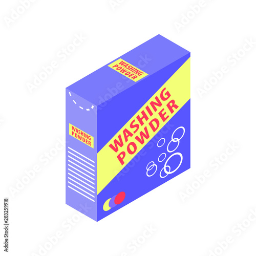 Washing powder in a paper box. Vector drawing. Isolated object on a white background. Isolate.