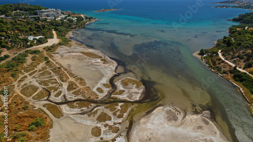 defaAerial drone of famous wetland and turquoise bay of Vravrona, Attica, Greece  photo