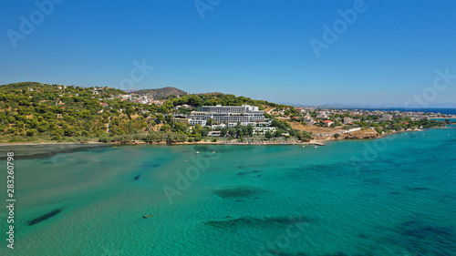 defaAerial drone of famous wetland and turquoise bay of Vravrona, Attica, Greece 