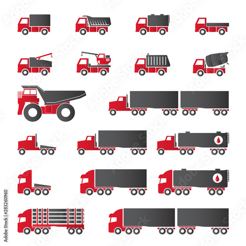 Trucks icons set