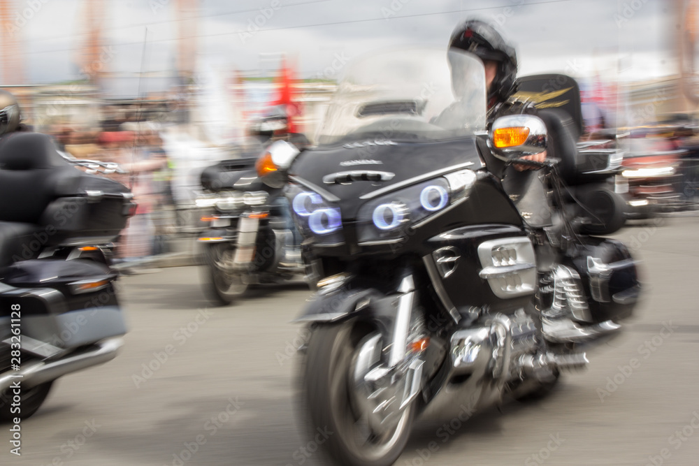 Motorcycle motion blur.