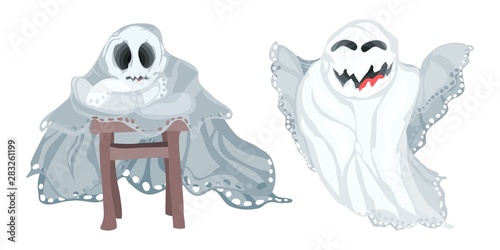 ghosts fooling around having fun on a white