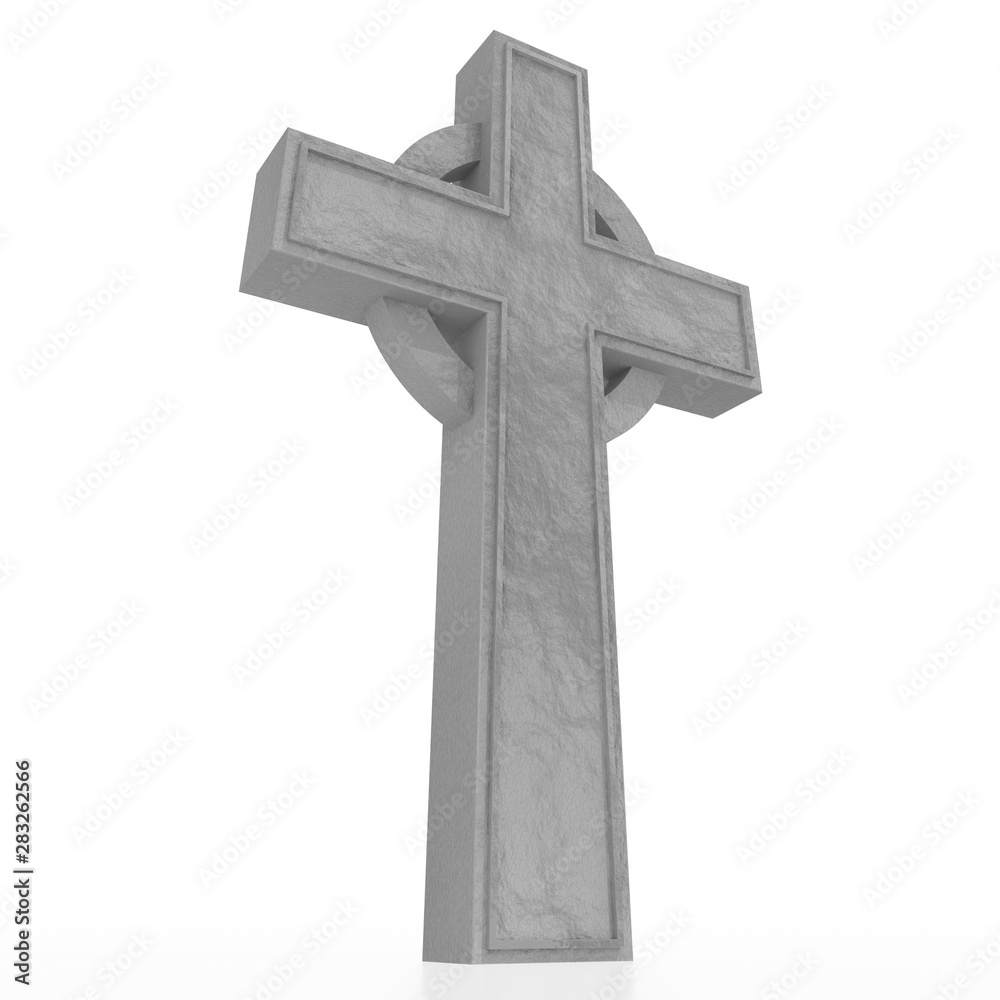 3D celtic cross on white background