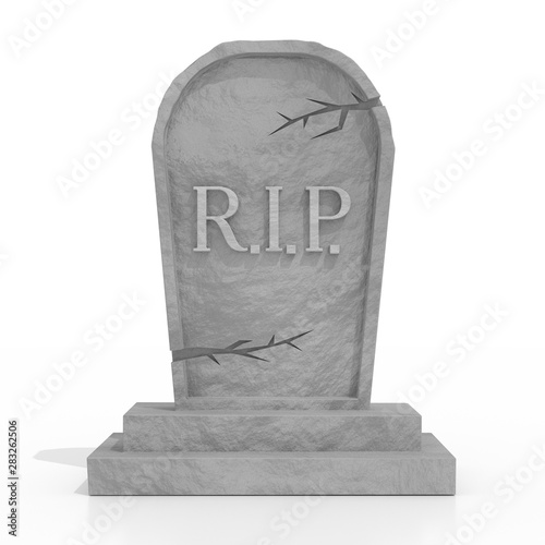 Canvas Print 3D grave with rest in peace (RIP) letters, white background