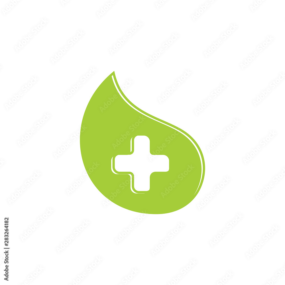 Obraz premium green leaf medical simple symbol logo vector