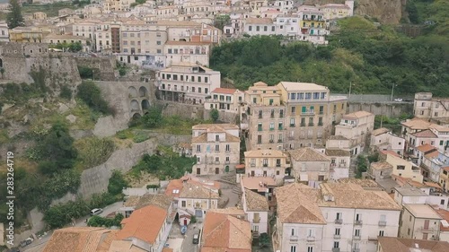 Wallpaper Mural Aerial view of Pizzo, video shot on a drone. Flight of a drone over Pizzo overlooking the old town. Calabria, Italy. Torontodigital.ca