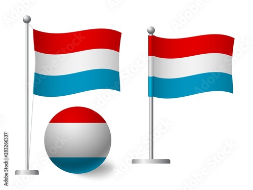 Free Download luxembourg flag on pole and ball icon - GFXLoad