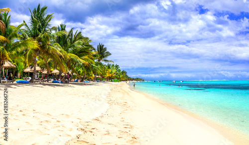 exotic holidays in tropical paradise . beautiful beaches of Mauritius island
