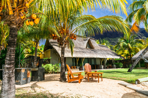 Tropical beach villa. Mauritius island hollidays photo