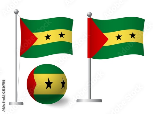 Sao Tome and Principe flag on pole and ball icon