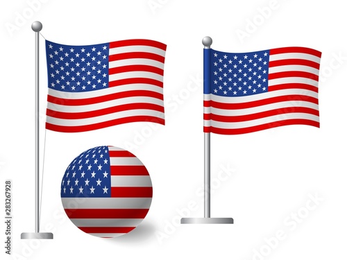 United States flag on pole and ball icon