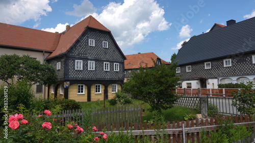 Typical view of buildings in the Oberlausitz region of Germany
