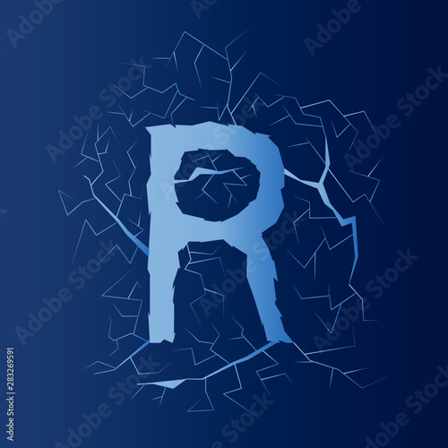 Letra R con diseño de rayos. Caligrafia de letra r con electricidad