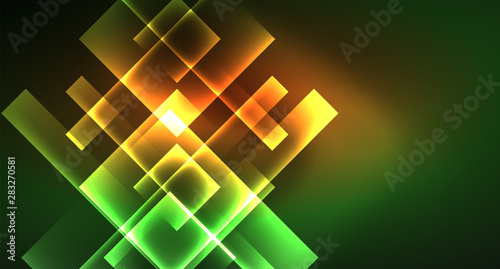 Neon geometric abstract background in hipster style on light background. Space retro design. Color geometric pattern. Square shape abstract background.