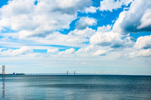 Oresund bridge between Copenhagen and Malmo cities photo