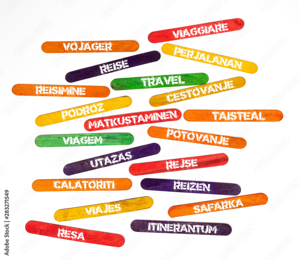 Fototapeta premium the word travel in various languages