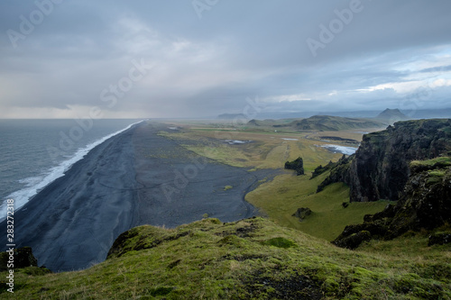 Black sand beach landscape view, Iceland