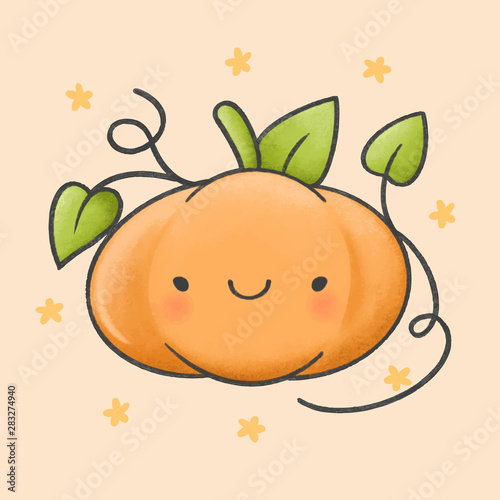 Cute pumpkin cartoon hand drawn style