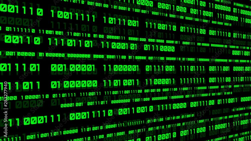 Binary code background with digits on screen. Algorithm binary, data code, decryption and encoding. Deep of field effect. Seamless loop abstract background. Binary code background with digits on screen. Algorithm binary, data code, decryption and encoding. Deep of field effect. Seamless loop abstract background.