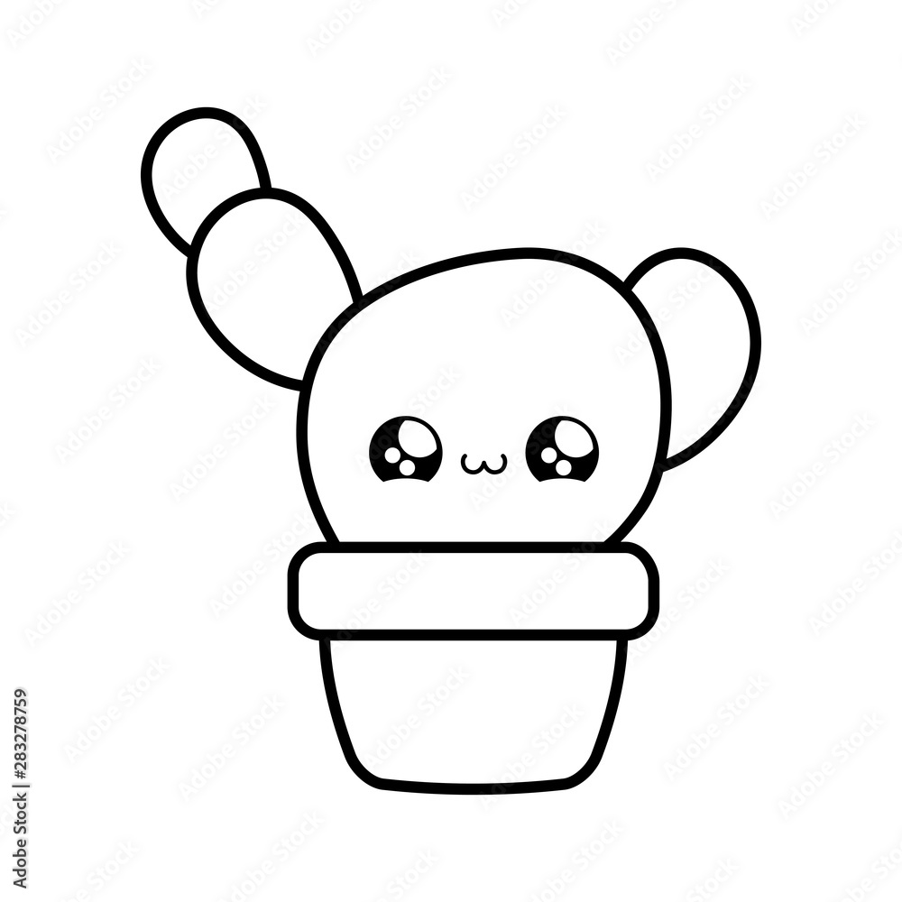 cactus tropical in pot plant kawaii style cactus tropical in pot plant kawaii style