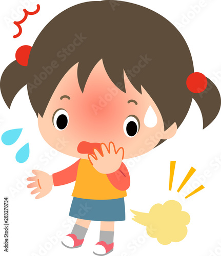 おならが出て赤面する女の子