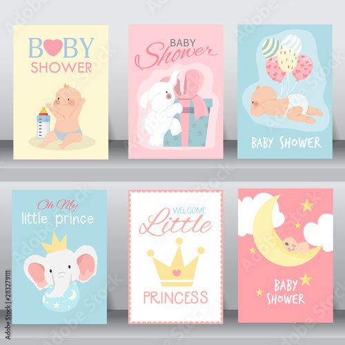 Happy Baby shower invitation card. vector illustration.