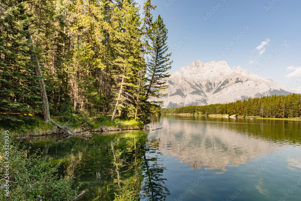 Cascade Mountain and Johnson Lake on a warm summer day