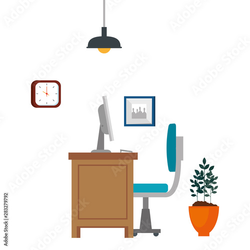 office work place scene with desktop