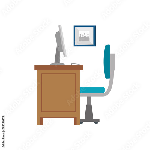 office work place scene with desktop