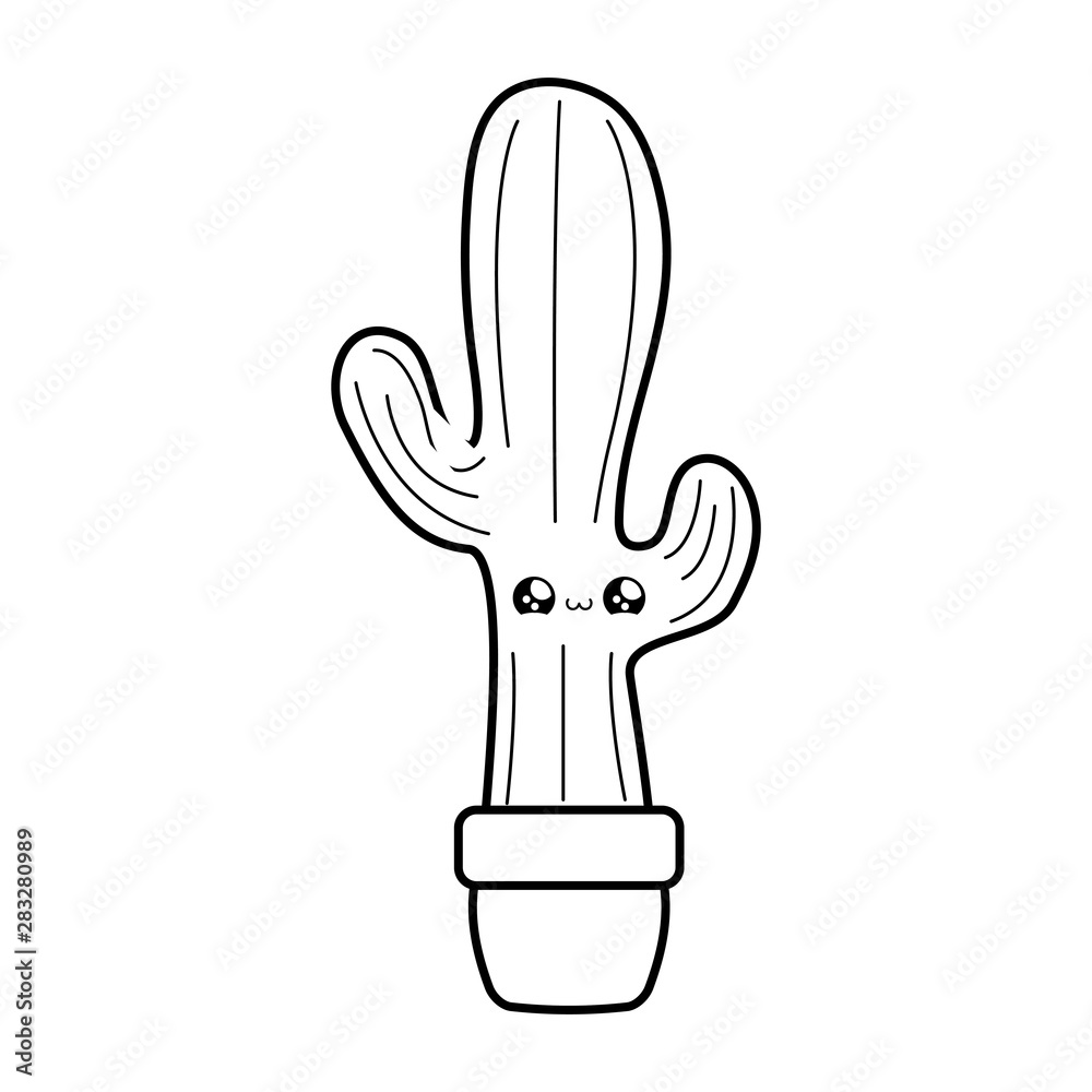 cactus tropical in pot plant kawaii style cactus tropical in pot plant kawaii style