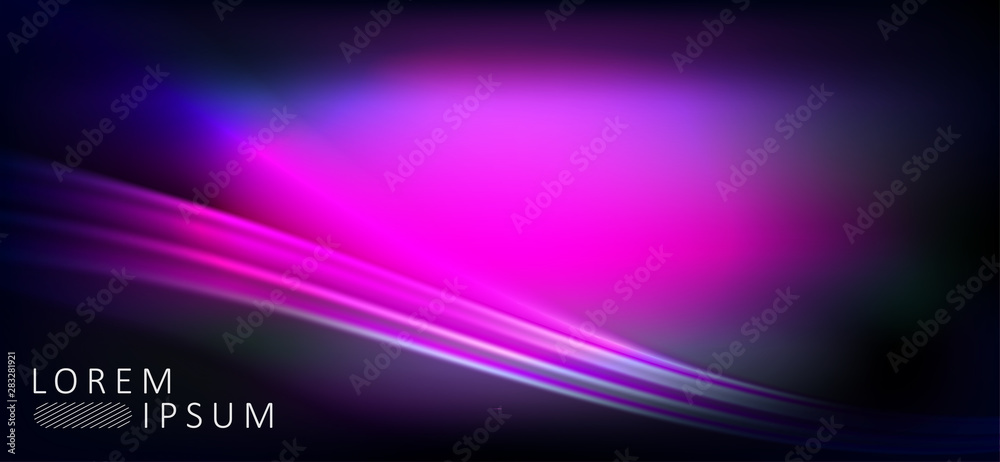 Dark purple abstract background with smooth light stripes