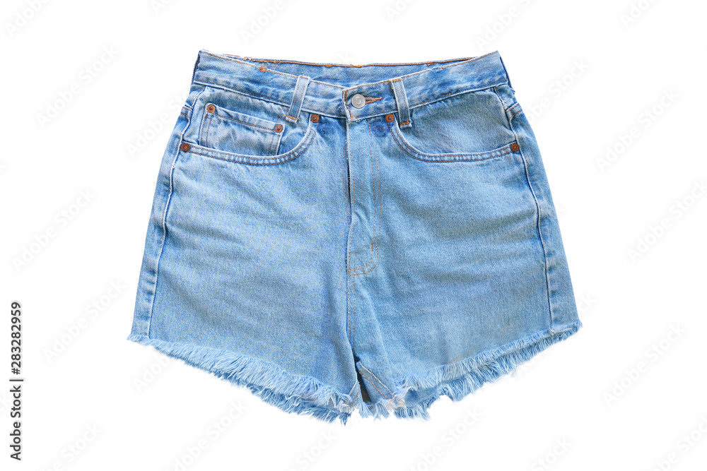 denim short jeans isolated on white background with clipping path denim short jeans isolated on white background with clipping path
