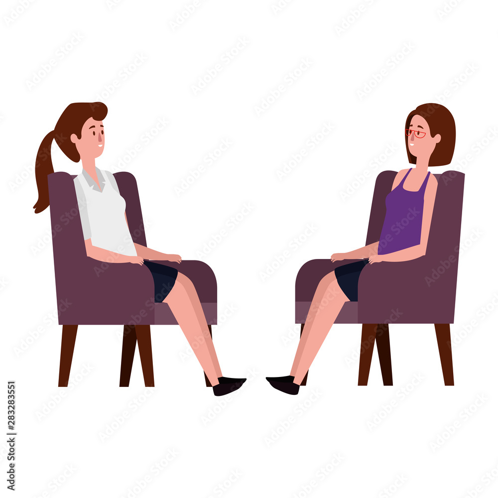 Obraz premium elegant businesswomen workers in the sofa
