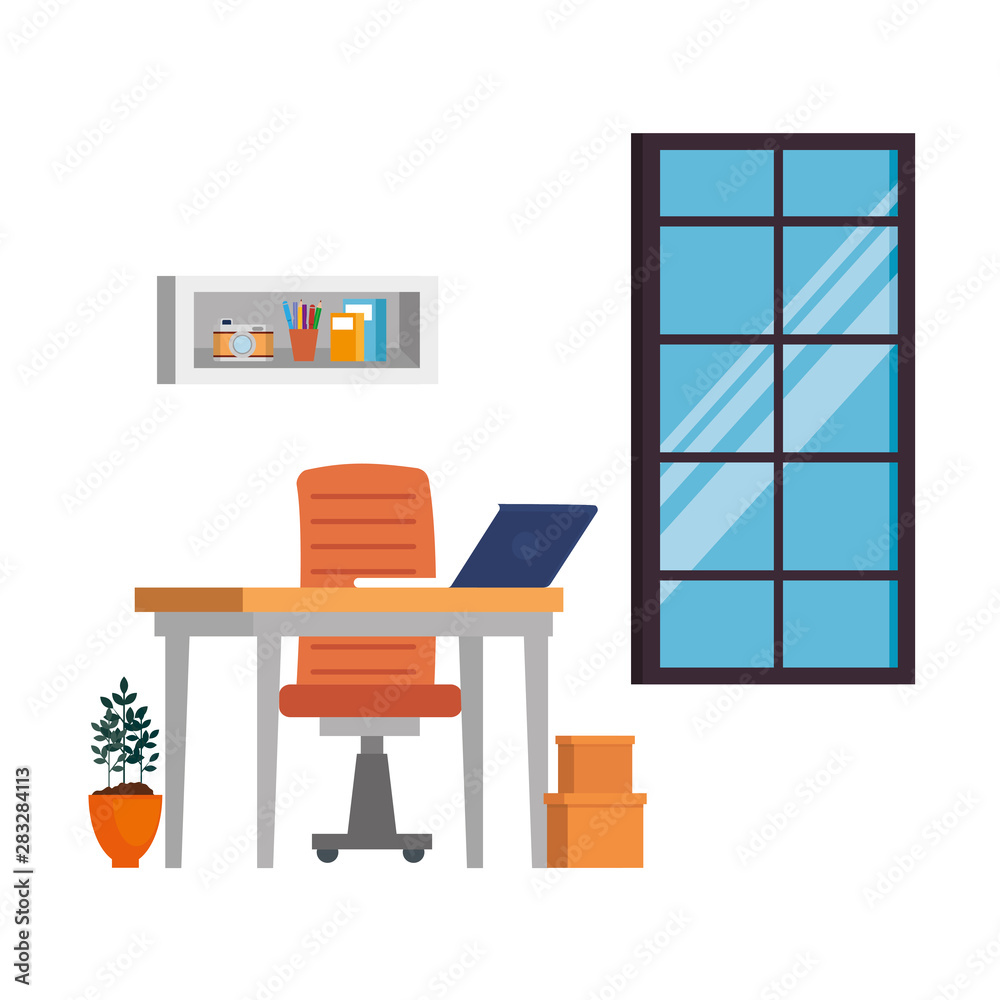office work place scene with laptop office work place scene with laptop