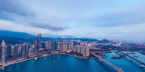 Photography Panorama aerial view of Hong Kong landscape in  Tsuen Wan District