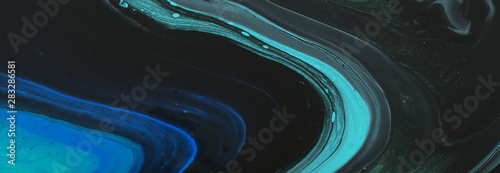 abstract marbleized effect background. Blue, mint and black creative colors. banner