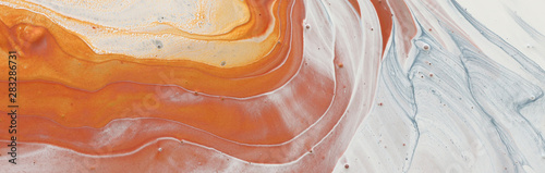 Panel kuchenny z motywem photography of abstract marbleized effect background. brown, orange, gold, gray and white creative colors. Beautiful paint. banner
