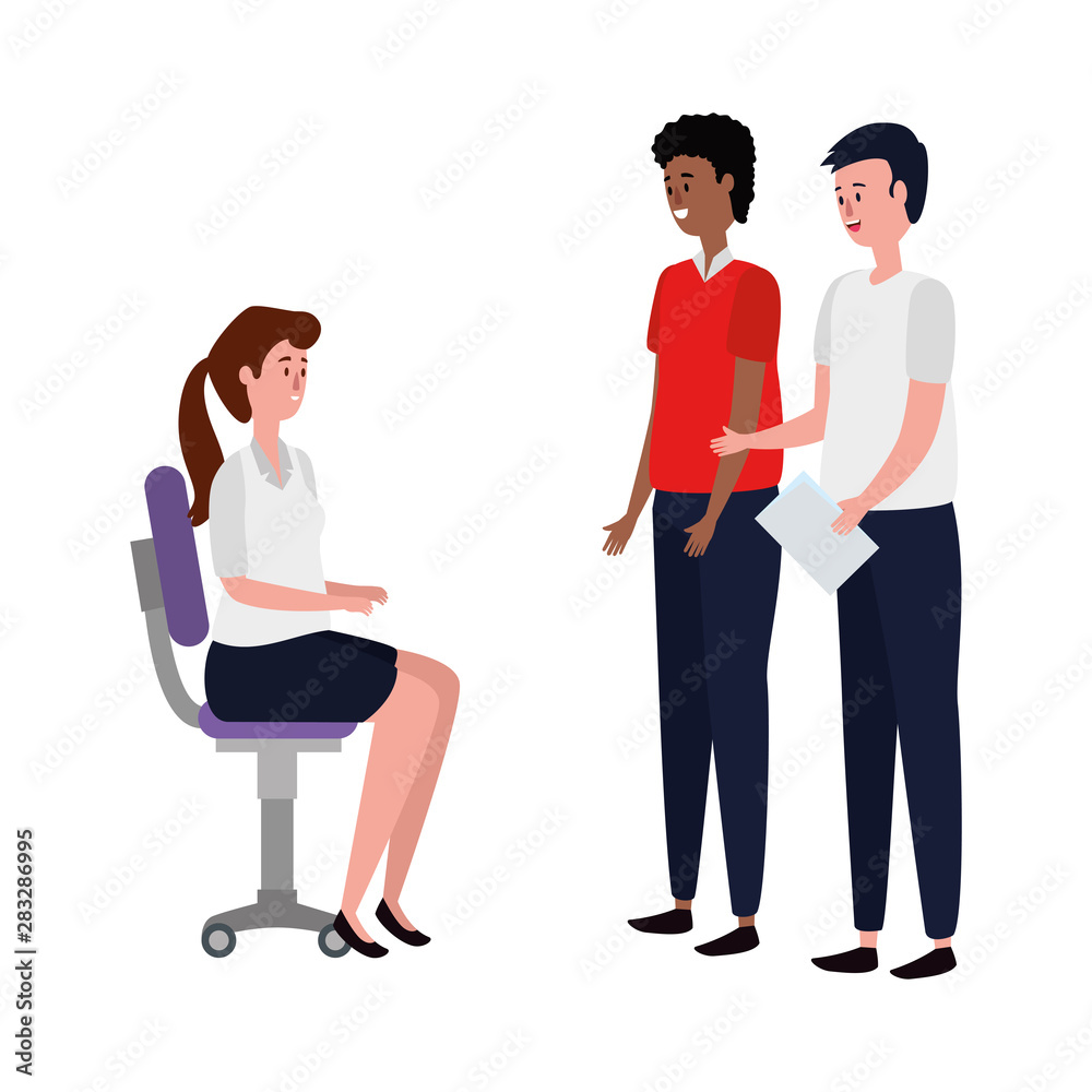 Fototapeta premium elegant business people workers seated in office chairs