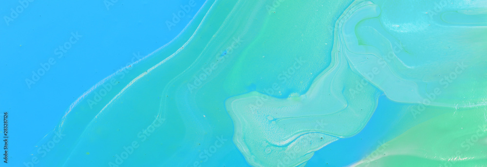 Fototapeta premium photography of abstract marbleized effect background. Blue, mint and white creative colors. Beautiful paint. banner