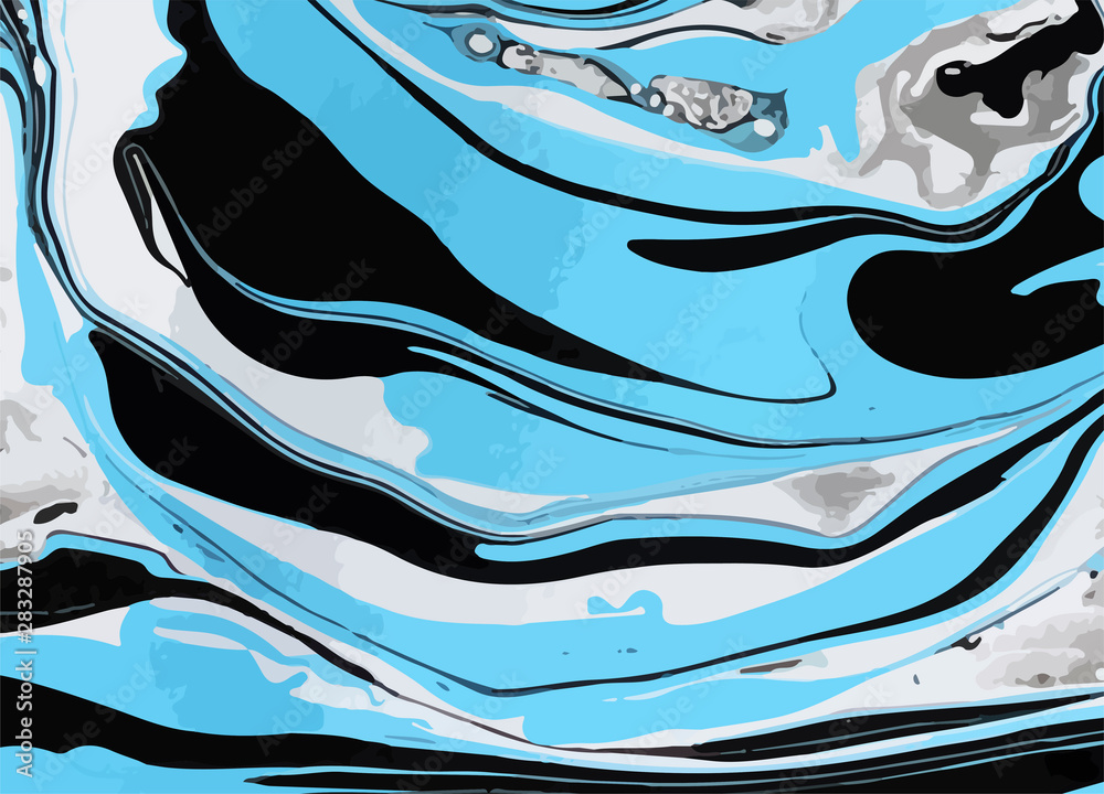 Blue, white and black marble texture. Vector decorative acrylic ...