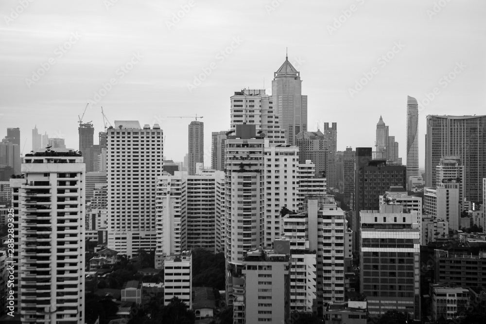 Photography Poster Black and white of cityscape image bangkok