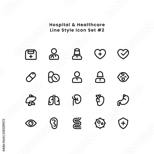 Hospital Medical Healthcare Simple Line Icon Set Vector Illustration