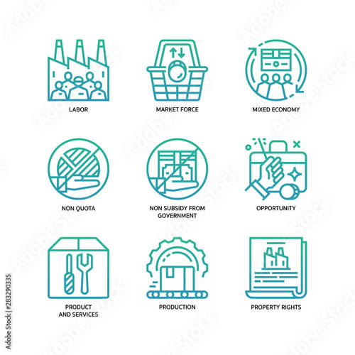 Market Economy icons set