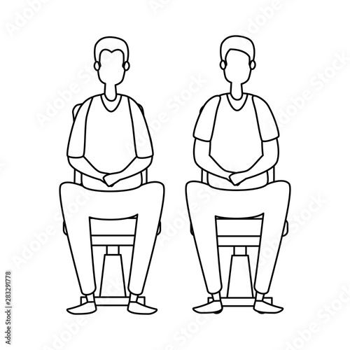 elegant businessmen workers seated in office chairs