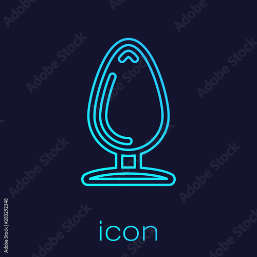 Turquoise line Anal plug icon isolated on blue background. Butt plug sign. Fetish accessory. Sex toy for men and woman. Vector Illustration