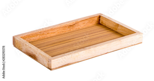 wooden tray isolated on white background © pisut