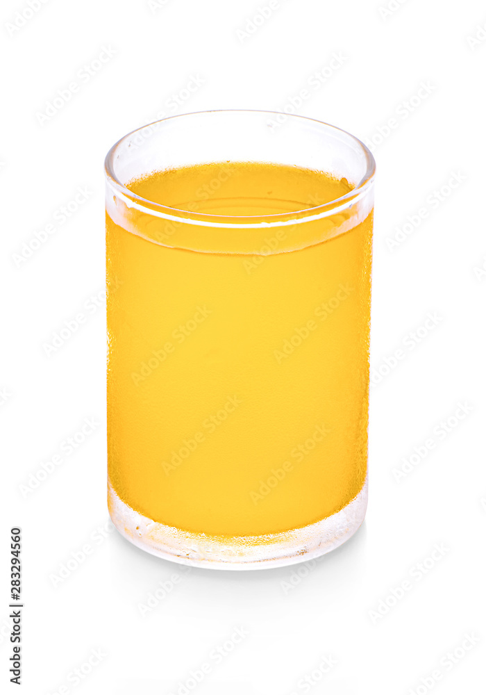 Orange juice glass, isolated on white background Orange juice glass, isolated on white background