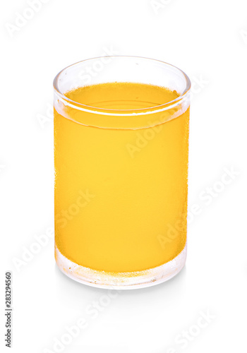 Orange juice glass, isolated on white background