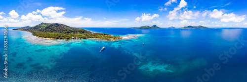 Tropical Island Panorama from the Air in Micronesia