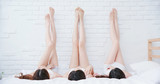three sexy women legs